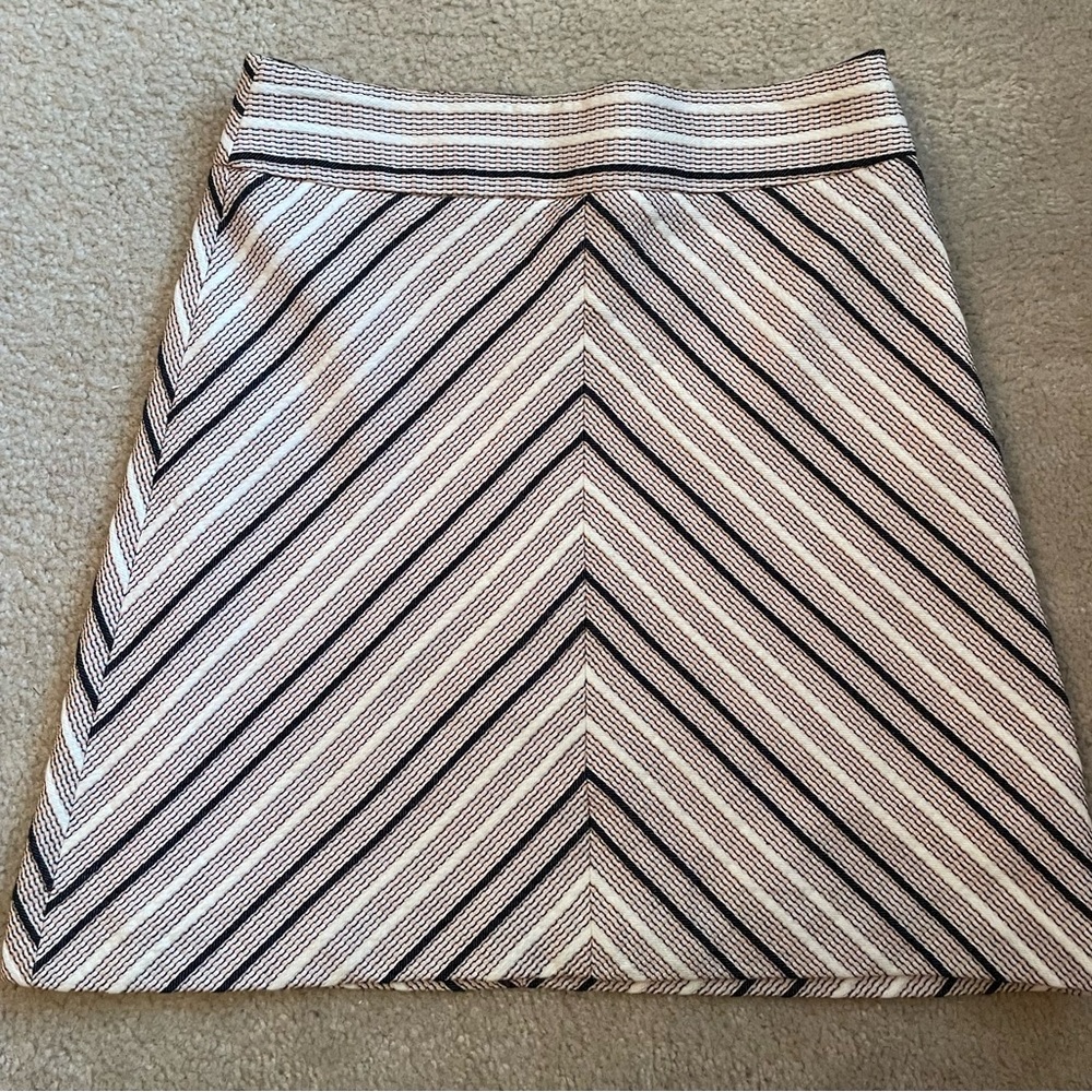 LOFT Chevron Black and White Tweed A-Line Skirt